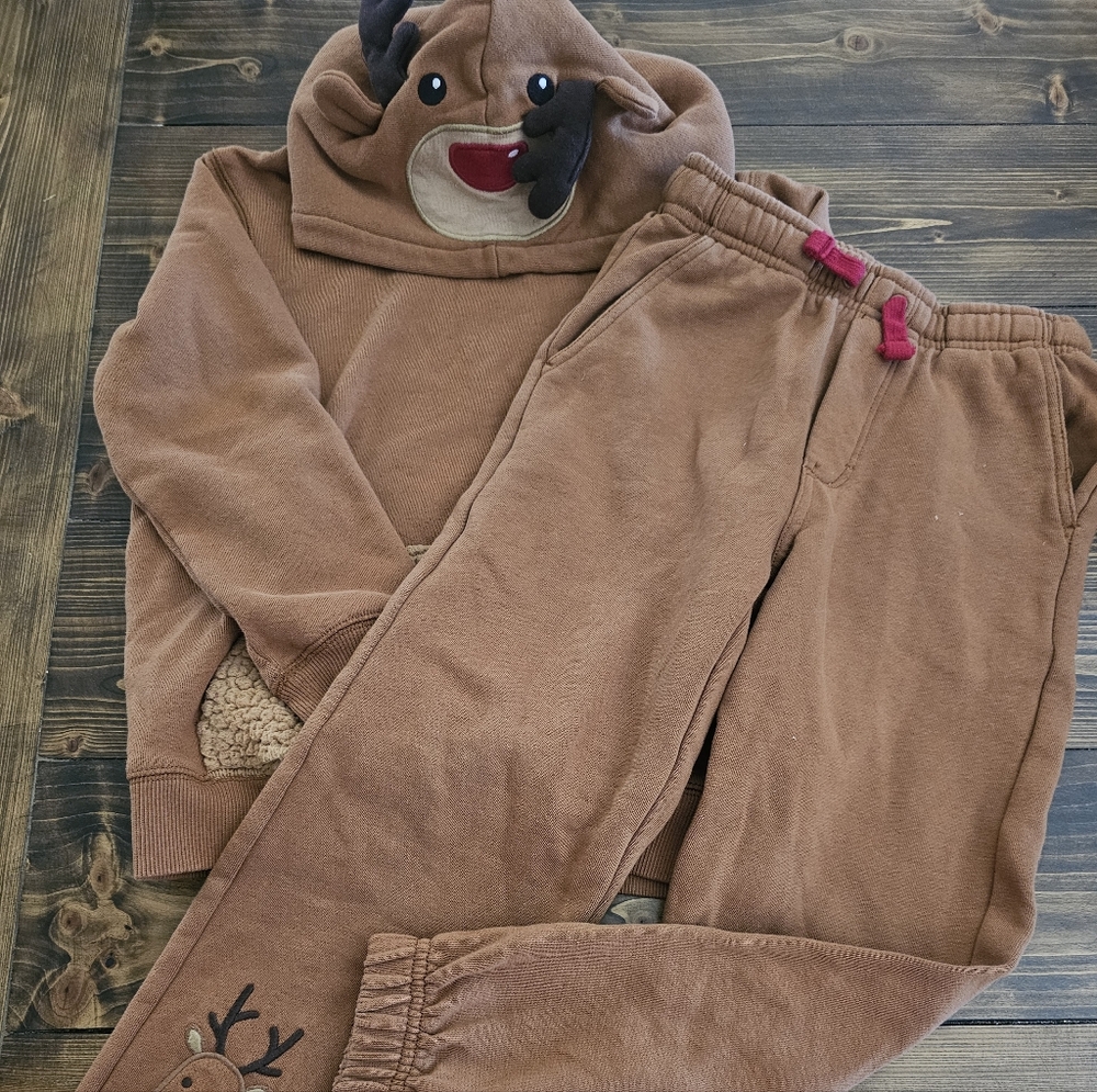 Gymboree Boys, Size 7, Reindeer Hoodie  and Jogger Set